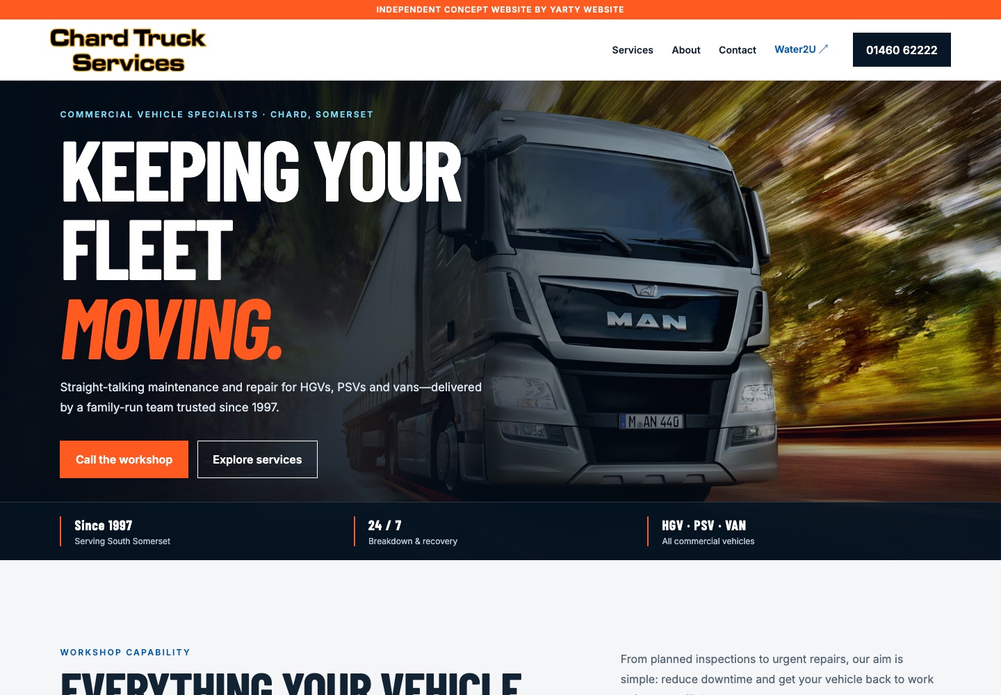 Chard Truck Services website concept