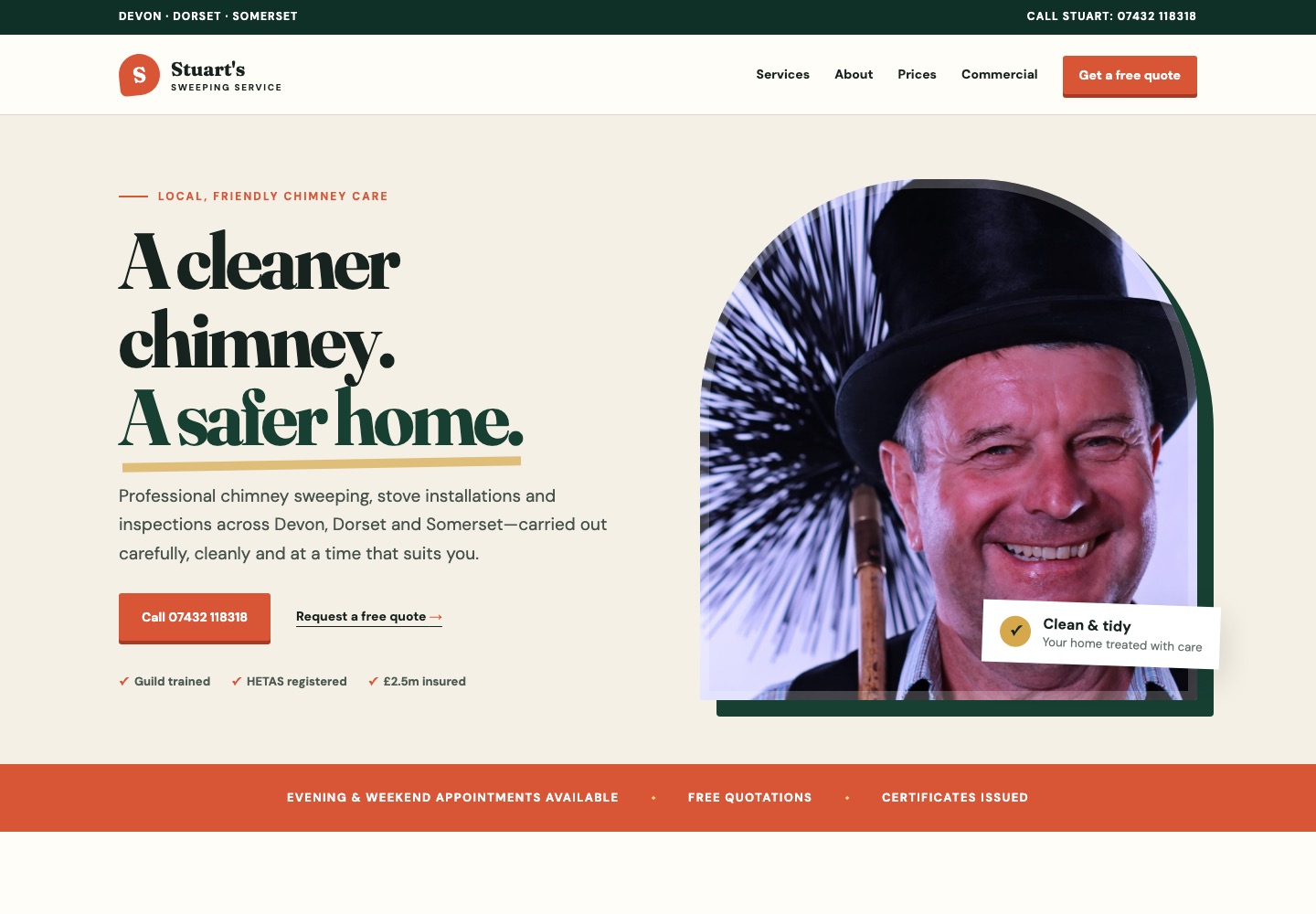 Stuart's Sweeping Service website concept