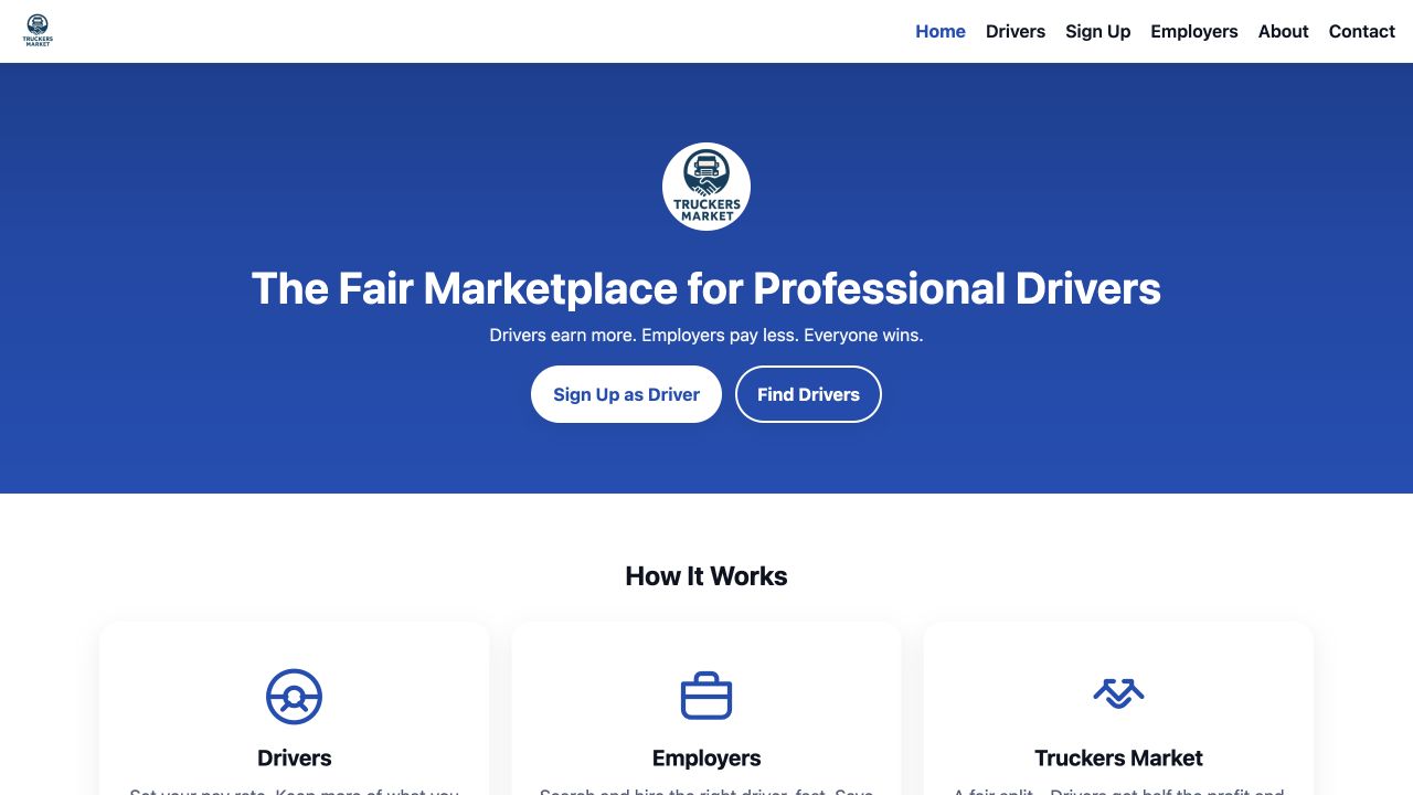 Truckers Market website homepage
