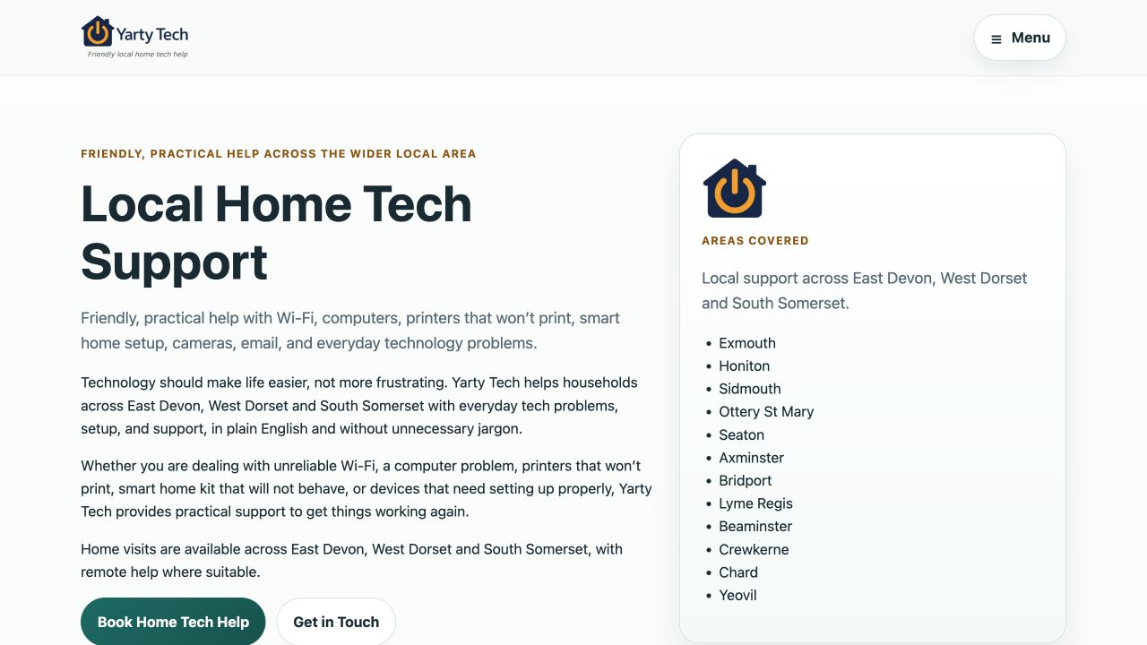 Yarty Tech website homepage